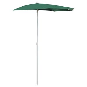 vidaXL Parasol half met paal 180x90 cm groen