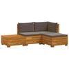 vidaXL Buiten bankenset met kussen 4 Stuk Bruin Massief Acaciahout