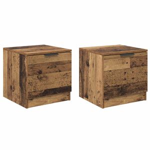 vidaXL Bed kast met lade 2 pcs Oudhout 40 x 39 x 40cm Bewerkt hout