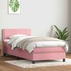 vidaXL Boxspring met matras en LED fluweel roze 100x210 cm