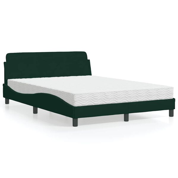 vidaXL Bed met matras "Dover" fluweel donkergroen 140x190 cm