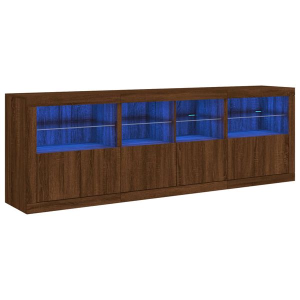 vidaXL Dressoir met LED-verlichting 202x37x67 cm bruin eikenkleur