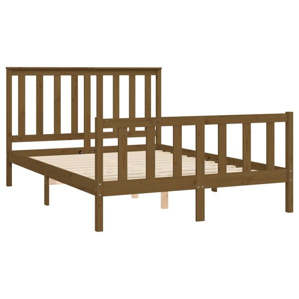 vidaXL Bedframe met hoofdbord grenenhout honingbruin 120x200 cm