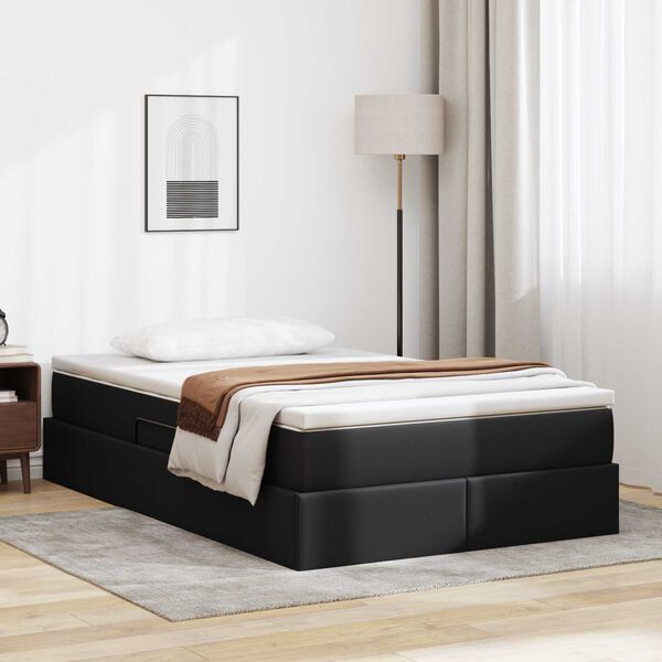 vidaXL Opbergbed met matras met matras Zwart 120 x 190 cm Nep Leer