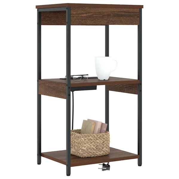 vidaXL Nachtkastje met plank Bruin Eiken 41 x 31 x 76 cm Bewerkt hout