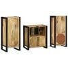 vidaXL Badkamermeubelset 3 pcs Bruin en zwart Massief Mango Hout