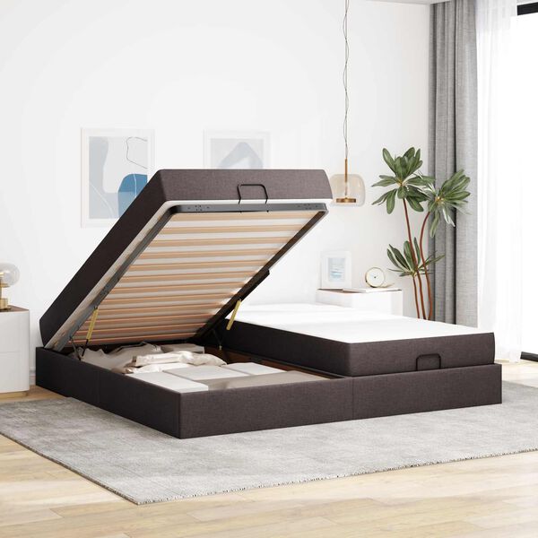 vidaXL Bedframe met matras met matras 2 pcs Tan Stof