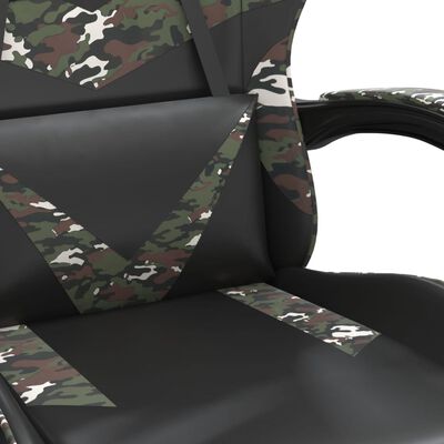 vidaXL gamestoel draaibaar met voetensteun kunstleer zwart&camouflage