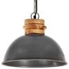 vidaXL Hanglamp industrieel rond E27 32 cm massief mangohout grijs