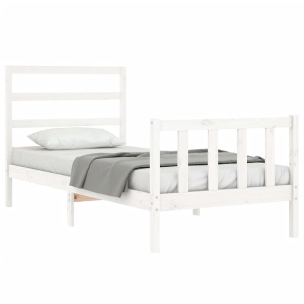 vidaXL Bedframe zonder matras massief grenenhout wit 90x190 cm