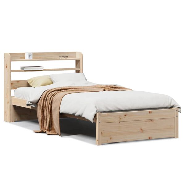 vidaXL Bedframe met hoofdbord massief grenenhout 75x190 cm