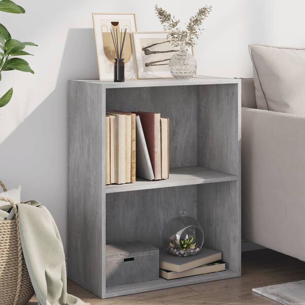 vidaXL Boekenkast met 2 schappen 60x30x76,5 cm bewerkt hout betongrijs