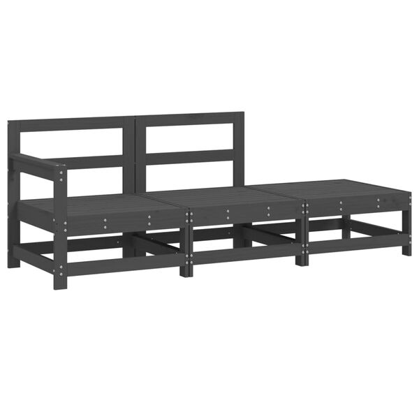 vidaXL 3-delige Loungeset massief grenenhout grijs