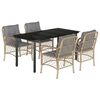 vidaXL 5-delige Tuinset met kussens poly rattan gemengd beige