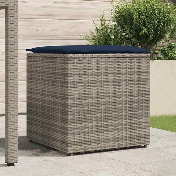 vidaXL Kussenbox met opslag Grijs 50 x 50 x 50 cm poly rattan