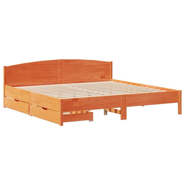vidaXL Bedframe zonder matras massief grenenhout wasbruin 180x200 cm