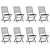 vidaXL Tuinstoelen 8 st inklapbaar met kussens massief acaciahout