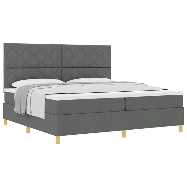 vidaXL Boxspringbed met matras Donkergrijs 200 x 200 cm Stof