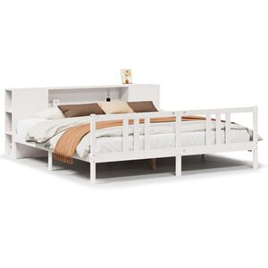 vidaXL Bed met boekenkast zonder matras grenenhout wit 200x200 cm