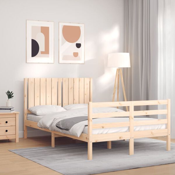 vidaXL Bedframe met hoofdbord massief hout 120x200 cm