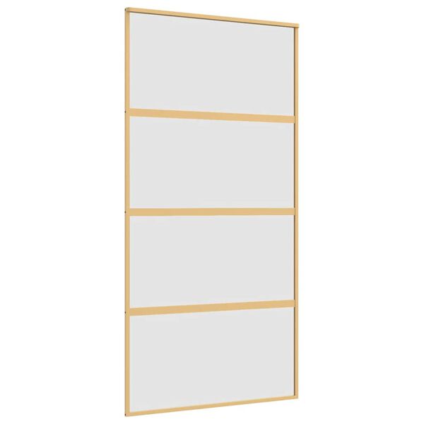 vidaXL Schuifdeur 102,5x205 cm mat ESG-glas en aluminium goudkleurig