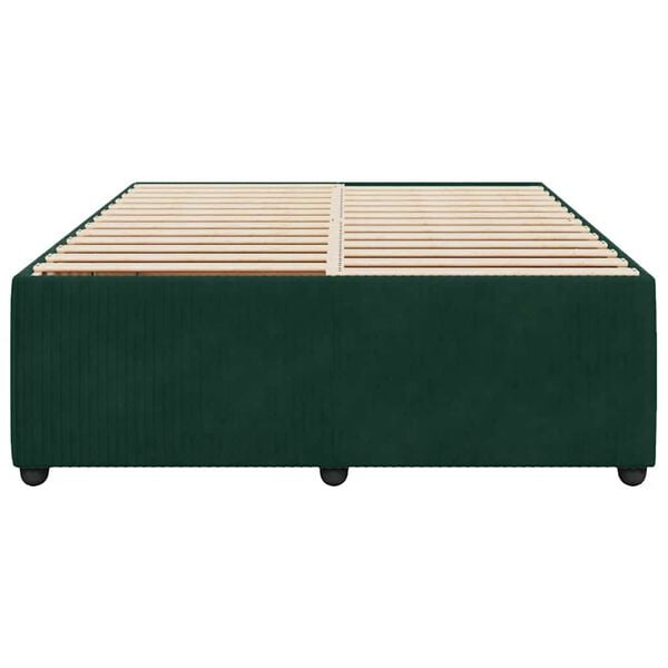 vidaXL Bedframe zonder matras 140x190 cm fluweel donkergroen