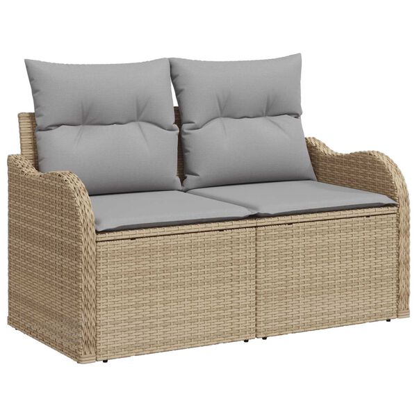 vidaXL Tuin Sofa Set met opslag 6 pcs Beige Poly riet
