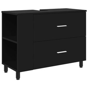 vidaXL Badkamer Waskom Zwart 80 x 35 x 60 cm Bewerkt hout