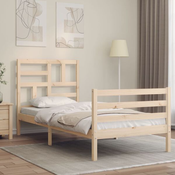 vidaXL Bedframe met hoofdbord massief hout 100x200 cm