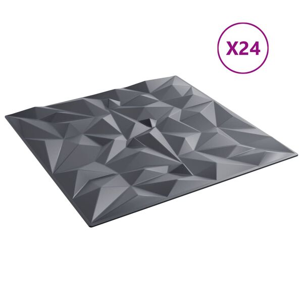 vidaXL 24 st Wandpanelen amethist 6 m² 50x50 cm XPS grijs