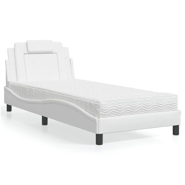 vidaXL Bed "Viana" met matras kunstleer wit 90x190 cm