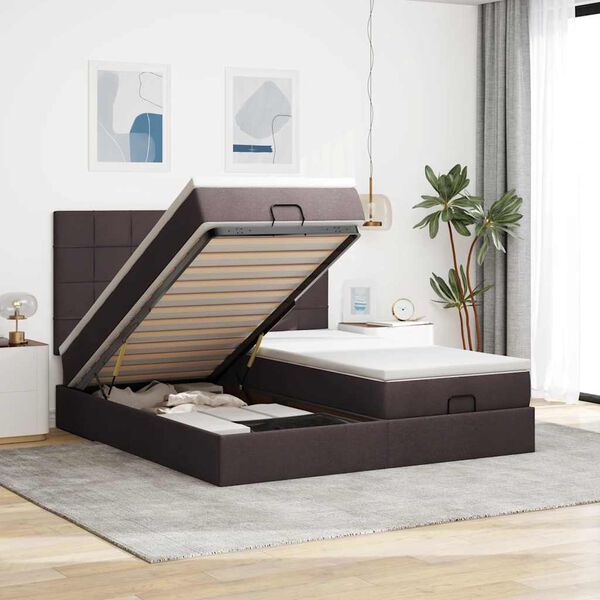 vidaXL Ottoman bed met matrassen 180x200cm stof donkerbruin