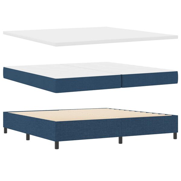 vidaXL Boxspring bed met matras met hoofdeinde Blauw 200 x 200 cm Stof