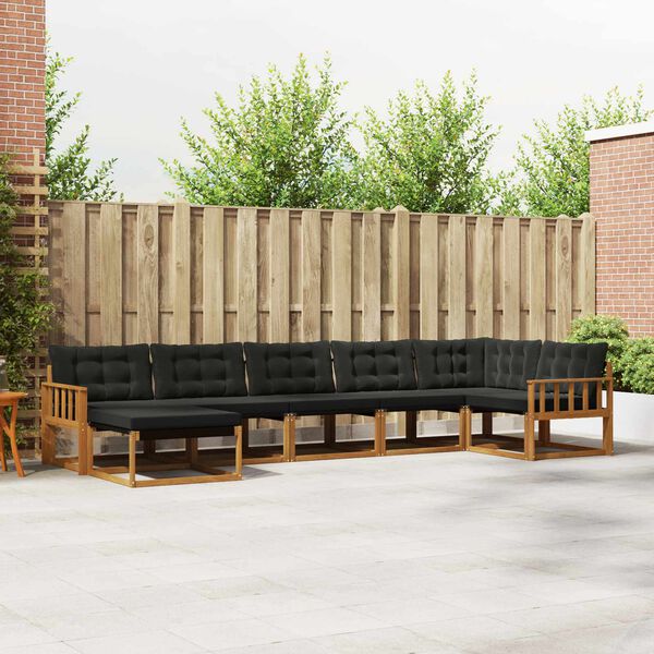 vidaXL Buiten bankenset 21 pcs Natuurlijk en Zwart Massief Acaciahout