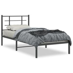 vidaXL Bedframe met hoofdbord metaal zwart 90x190 cm