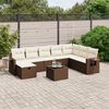 vidaXL 9-delige Loungeset met kussens poly rattan bruin