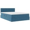 vidaXL Opbergbed met LED met matras Donkerblauw 140 x 200 cm Fluweel