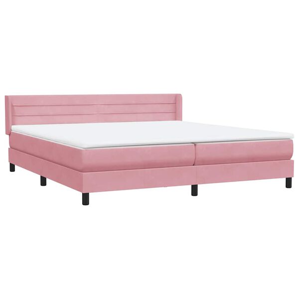 vidaXL Boxspring met matras fluweel roze 180x220 cm