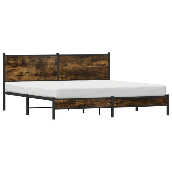 vidaXL Bedframe zonder matras metaal gerookt eikenkleurig 180x200 cm