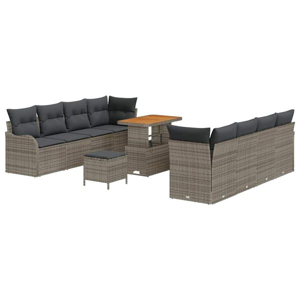 vidaXL Tuin Sofa Set 11 pcs Grijs poly rattan