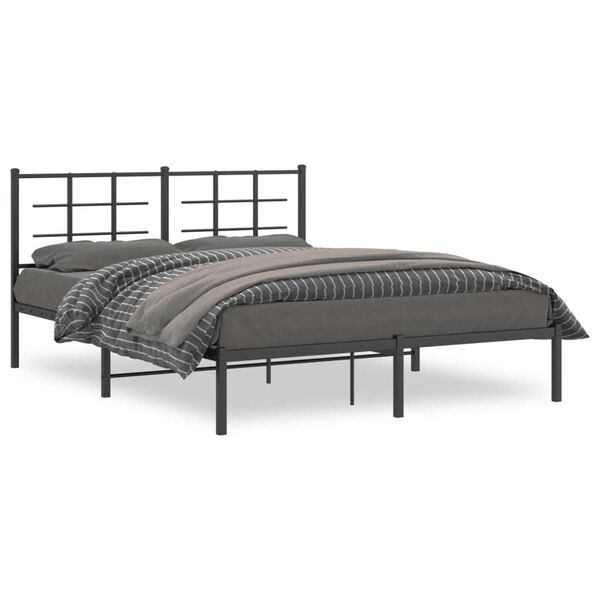 vidaXL Bedframe met hoofdbord metaal zwart 160x200 cm