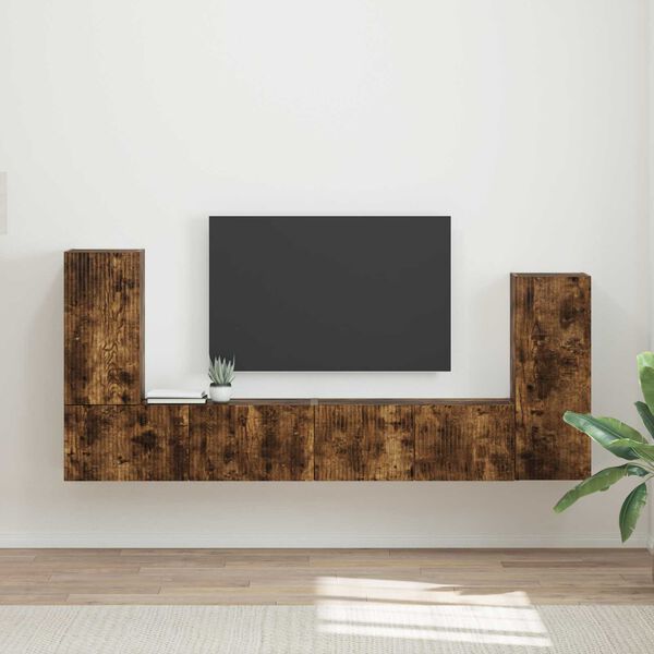 vidaXL Tv-meubelset 4 pcs Gerookt eiken Bewerkt hout