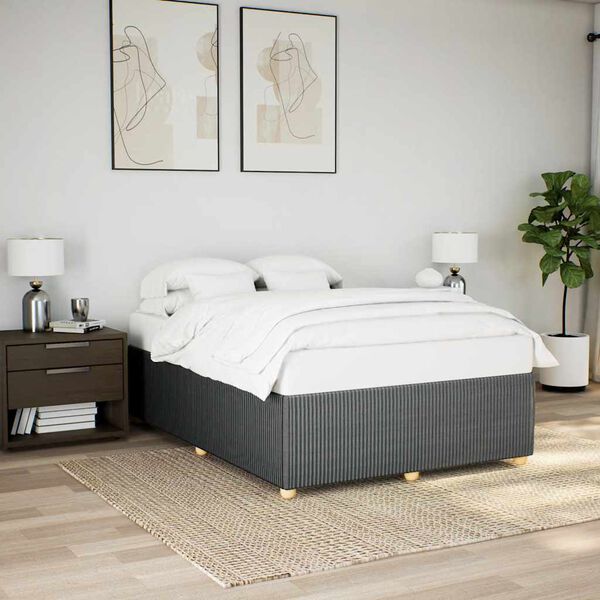 vidaXL Bedframe zonder matras stof donkergrijs 140x190 cm