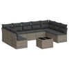 vidaXL 10-delige Loungeset met kussens poly rattan grijs