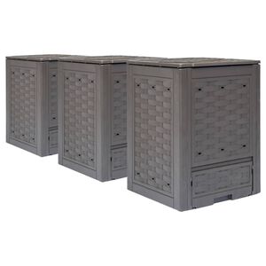 vidaXL Compostbakken 3 st 900 L 60x60x83 cm kunststof rattan bruin