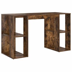 vidaXL Bureau met plank Gerookt eiken 130 x 50.5 x 75 cm Bewerkt hout