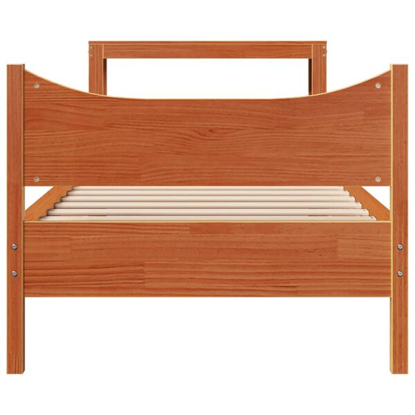 vidaXL Bedframe met hoofdbord massief grenenhout wasbruin 90x190 cm