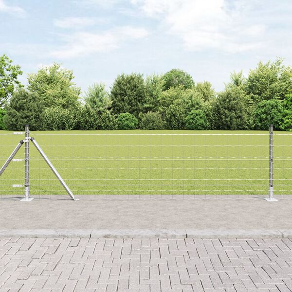 vidaXL Hek met Paal Zilver 0,6 x 25 m Staal