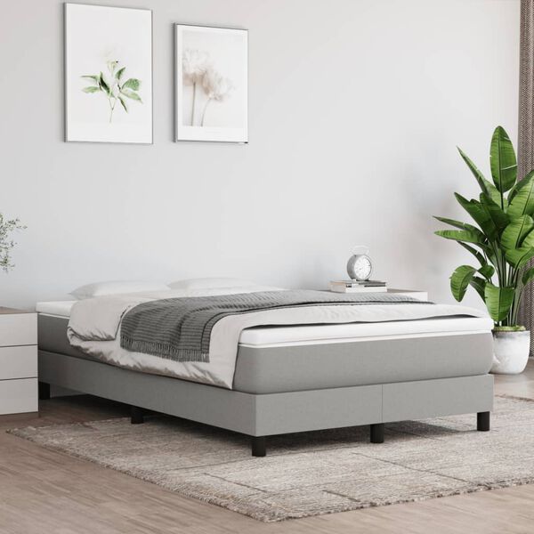 vidaXL Boxspring met matras stof lichtgrijs 120x190 cm