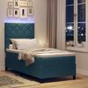 vidaXL LED Box Spring Bed met matras Donkerblauw 100 x 200 cm Stof